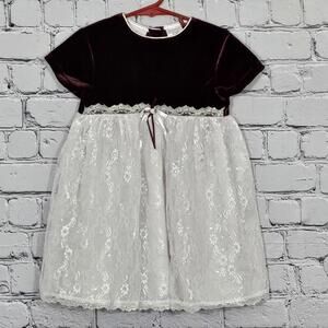 2/$20 Girls Rose Cottage Red White Dress Size 4T | Toddler Party Dress